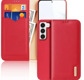 Dux Ducis Hivo Dėklas Samsung Galaxy S23+ Dėklas Su Apverčiama Pinigine Rfid Užraktas Raudonas