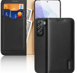 Dux Ducis Hivo Odinis Dėklas Su Atvartu, Natūralios Odos Piniginė Kortelėms Ir Dokumentams samsung Galaxy S22+ (s22 Plus), Juoda