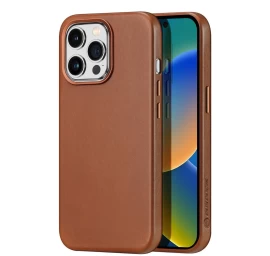Dux Ducis Naples Iphone 14 Pro Magnetinis Odinis Dėklas Magsafe Rudos Spalvos