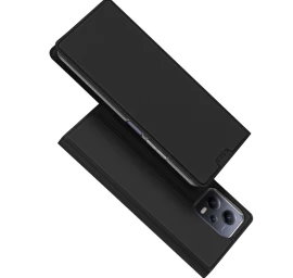 Dux Ducis Skin Pro Dėklas Xiaomi Redmi Note 12 Pro+, Apverčiamasis Dangtelis, Kortelės, Piniginės Stovas, Juodas