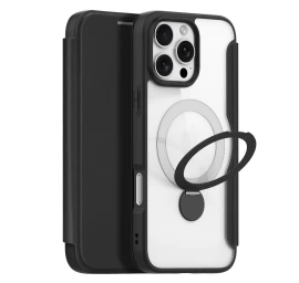 Dux Ducis Skin X Pro Dėklas Iphone 16 Pro Su Magsafe, Atverčiamu Dangteliu Ir Stovu - Juodas