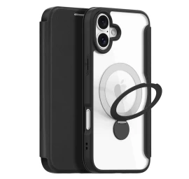 Dux Ducis Skin X Pro Dėklas Iphone 16 Su Magsafe, Atverčiamu Dangteliu Ir Stovu - Juodas