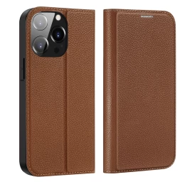 Dux Ducis Skin X2 Dėklas Iphone 14 Pro Su Magnetiniu Atvartu, Rudos Spalvos