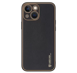 Dux Ducis Yolo Dėklas Iphone 14 Plus Elegantiškas Ekologiškos Odos Dangtelis, Juodas