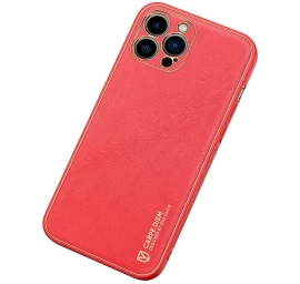 Dux Ducis Yolo Elegantiškas Dėklas Iš Eko Odos Iphone 13 Pro Max Raudonos Spalvos