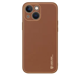 Dux Ducis Yolo Iphone 14 Plus Dėklas Elegantiškas Ekologiškos Odos Dangtelis Rudos Spalvos