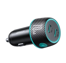 Dvigubas 2x Usb-c 70w Automobilinis įkroviklis Su Led Apšvietimu Jr-ccn02 - Juodas