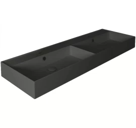 Dvigubas praustuvas Simas Agile 141x46 cm, juoda matinė, AG141D NERO MATT