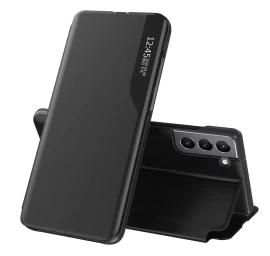 Elegantiškas eco Leather View Case Dėklas Su Atlenkiamu Dangteliu Ir Stovo Funkcija samsung Galaxy S22+ (s22 Plus), Juodas Elegantiškas eco Leather View Case Dėklas Su Atlenkiamu Dangteliu Ir Stovo Funkcija samsung Galaxy S22+ (s22 Plus), Juodas