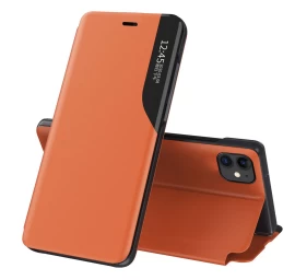 Elegantiškas eco Leather View Case Dėklas Su Atlenkimo Ir Stovo Funkcija, Skirtas iphone 13, Oranžinės Spalvos Elegantiškas eco Leather View Case Dėklas Su Atlenkimo Ir Stovo Funkcija, Skirtas iphone 13, Oranžinės Spalvos