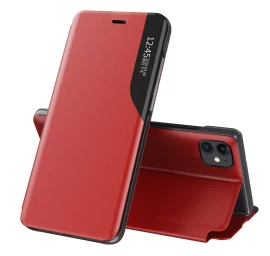 Elegantiškas eco Leather View Case Dėklas Su Atvartu Ir Stovo Funkcija, Skirtas iphone 13 Mini, Raudonos Spalvos Elegantiškas eco Leather View Case Dėklas Su Atvartu Ir Stovo Funkcija, Skirtas iphone 13 Mini, Raudonos Spalvos