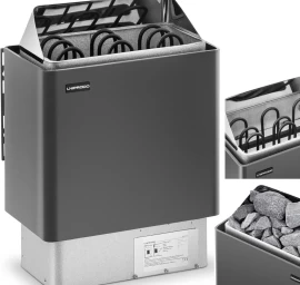 Elektrinė Pirties Viryklė 3-6 M3 Iki 110c 400 V 4,5 Kw Juoda-sidabrinė