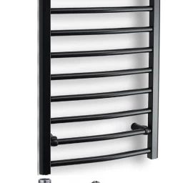 Elektrinis rankšluosčių džiovintuvas WOBBEE Elegance 50x80 cm su tenu 300 W su laidu į rozetę, kairėje, juodas matinis