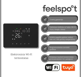 Elektroninis programuojamas termostatas Feelspot WTH25.05RF Wi-Fi, juodas