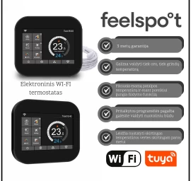 Elektroninis WI-FI termostatas (termoreguliatorius) Feelspot WTH07.36 black, Tuya