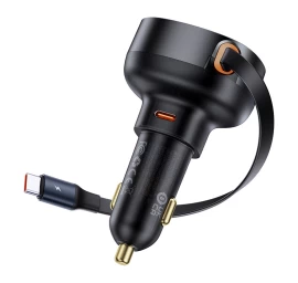 enjoyment Pro Automobilinis įkroviklis Su Ištraukiamu Usb-c Kabeliu, 60 W, Juodas