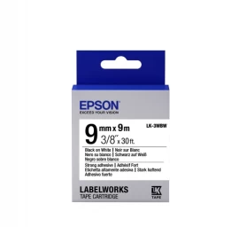 Epson LK-3WBW (C53S653007) Ženklinimo juostos kasetė, Strong Adhesive, Black on White 9mm, 9m