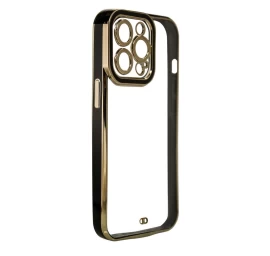 Fashion Case Samsung Galaxy A12 5g Dėklas, Juodas Gelinis Dangtelis Su Auksiniu Rėmeliu