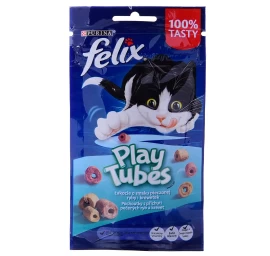 FELIX Play Tubes sausas kačių maistas, žuvis ir krevetės, 50 g