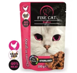 FINE CAT konservas sterilizuotoms katėms su vištiena 100g 22vnt, RAP8003