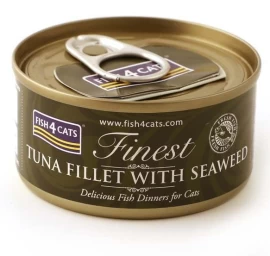 FISH4CATS Tuna fillet su jūros dumbliais, šlapias kačių maistas, 70g