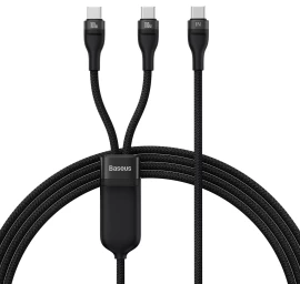 Flash Series 2in1 Usb-c 2xusb-c Greitojo įkrovimo Kabelis 100w 1,5 M Juodas