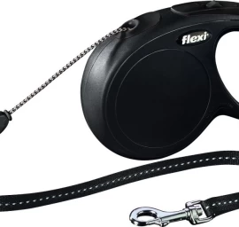 flexi Classic M automatinis virvelinis pavadėlis šunims, 8m, iki 20kg, juodas