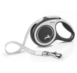 FLEXI Comfort Tape baltas/juodas pavadėlis XS-3m iki 12kg, C5055618
