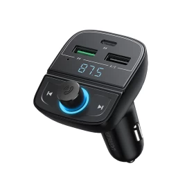 Fm Siųstuvas Mp3 Bluetooth 5.0 Automobilinis įkroviklis 3x Usb Tf Microsd Juodas