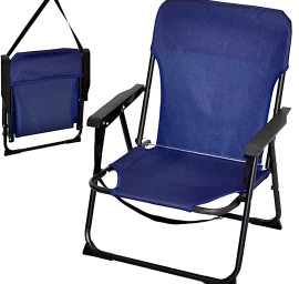 Fotelis Paplūdimio Kėdė Su Porankiais 52x54x26/66cm Sulankstomas Mėlynas