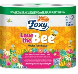Foxy Love The Bee Tualetinis Popierius, 4 Ritinėliai