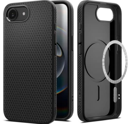 Galinis Dėklas iphone 16e Liquid Air Magsafe - Matinės Juodos Spalvos