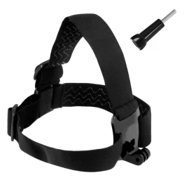 Galvos Juosta Sporto Kameroms Gopro, Dji Osmo Action, Eken, Sjcam, Insta360 + Ilgas Tvirtinimo Varžtas, Juoda Galvos Juosta Sporto Kameroms Gopro, Dji Osmo Action, Eken, Sjcam, Insta360 + Ilgas Tvirtinimo Varžtas, Juoda