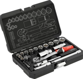 Galvučių ir įrankių rinkinys | 1/4, 3/8 | 34 vnt (YT-38700)