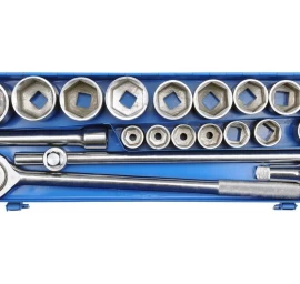 Galvučių komplektas 6 kampų | 22-50 mm | metalinė dėžė | 20 mm (3/4) | 21 vnt. (58150)