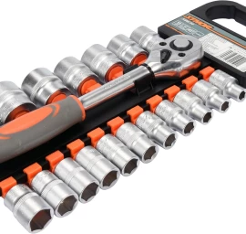 Galvučių rinkinys su terkšle | 12,5 mm (1/2) | 8-32 mm | 19 vnt. (58634)