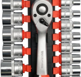 Galvučių rinkinys su terkšle | 12,5 mm (1/2) | 8-32 mm | 19 vnt. (YT-38681)