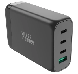 Gan 130 W Tinklo įkroviklis Su Maitinimo Kabeliu 3xusb-c Pd Usb-a Qc 3.0 Juodas