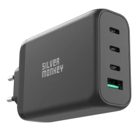 Gan 130w 3x Usb-c Pd 1x Usb-a 3.0 Qc Tinklo įkroviklis Juodas