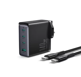 Gan 140 W Tinklo įkroviklis Uk 3x Usb-c Usb-a + Usb-c Kabelis 1,2 M