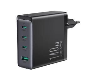 Gan 140w 3x Usb-c Usb-a Greitasis įkroviklis + Usb-c 240w 1,2 M Ilgio Kabelis, Juodas