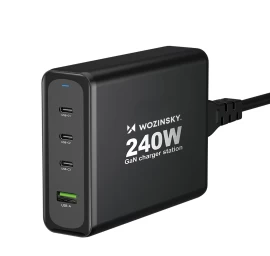 Gan 240w Usb-a 3x Usb-c Tinklo įkroviklis, Juodas