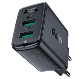 Gan 2x Usb 18w Qc 3.0 Afc Fcp Tinklo įkroviklis Juodas