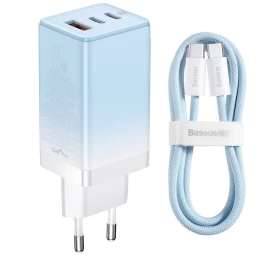 Gan 2x Usb-c / Usb Greitasis įkroviklis 65w Qc Pd - Mėlynas