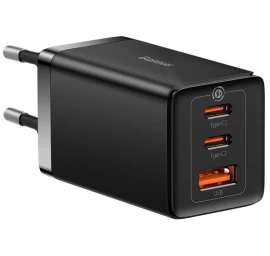 Gan 2x Usb-c Usb Greitasis įkroviklis 65w + Usb-c Kabelis, Juodas