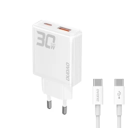 Gan 30w Usb-a - Usb-c Tinklo įkroviklis Su Usb-c Kabeliu - Baltas