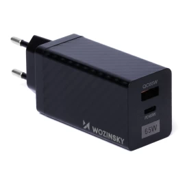 Gan 65w įkroviklis Su Usb-c Qc 3.0 Pd Prievadais, Juodas