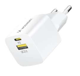 Gan Qc3.0 Usb-a Usb-c Pd 33w Tinklo įkroviklis, Baltas