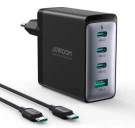 Gan Tinklo įkroviklis Su Usb-c Kabeliu 3x Usb-c Usb-a 100w Juodas