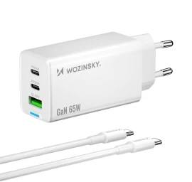 Gan Usb-a Usb-c Tinklo įkroviklis Su Usb-c Kabeliu 65 W - Baltas